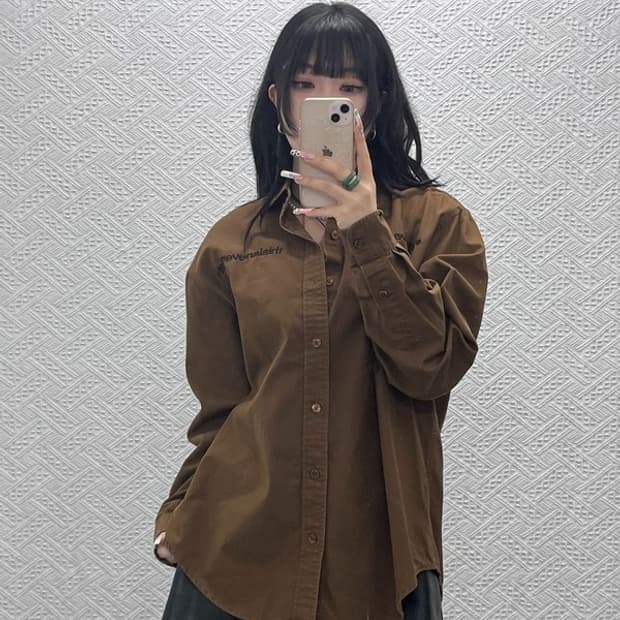 디스이즈네버댓 빈티지 캐주얼 스트릿 딥브라운 셔츠 S C11476