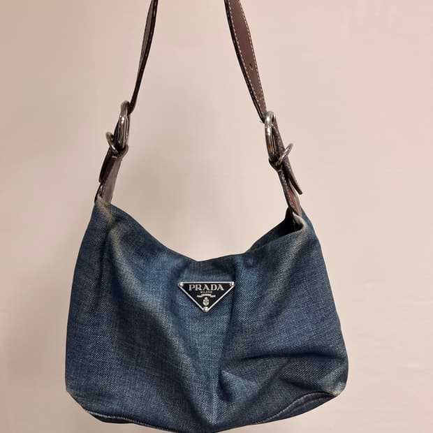 프라다 빈티지 데님 벨트디자인 백