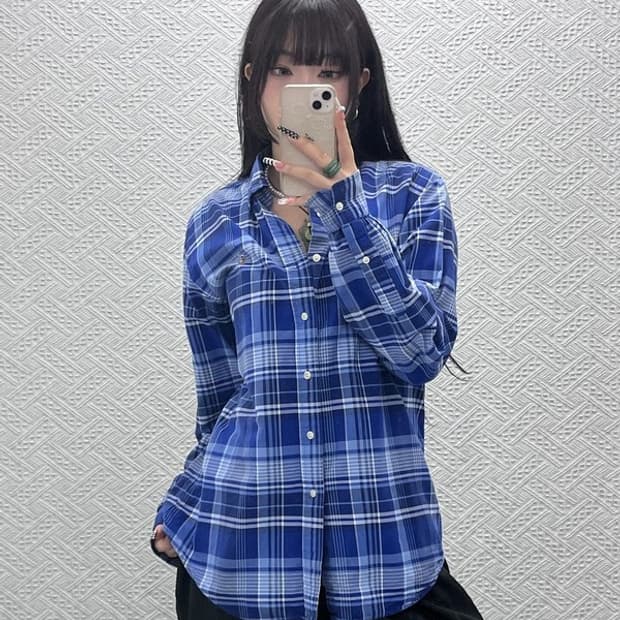 폴로 랄프로렌 빈티지 올드스쿨 레트로 체크 셔츠 M C10589