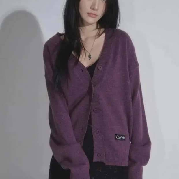 애즈온 하퍼 가디건 퍼플