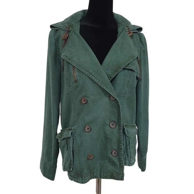 밀란로랭 포레스트그린 그런지 빈티지 더블버튼 야상 자켓