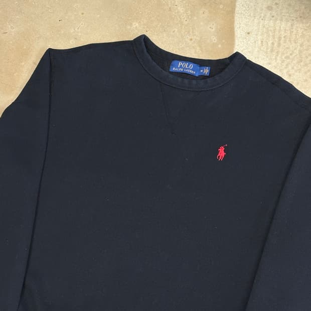 M 폴로랄프로렌 블랙 기모 맨투맨