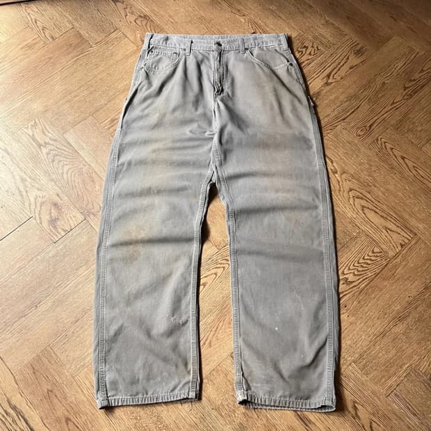 [35]칼하트 USA 그레이 라이트캔버스 싱글니 워크팬츠