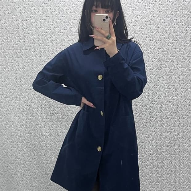 단톤 빈티지 모던시크 태피터 미디 코트 자켓 34 C11856