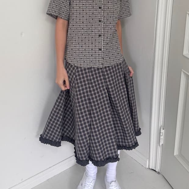 AEAE 체크 랩스커트