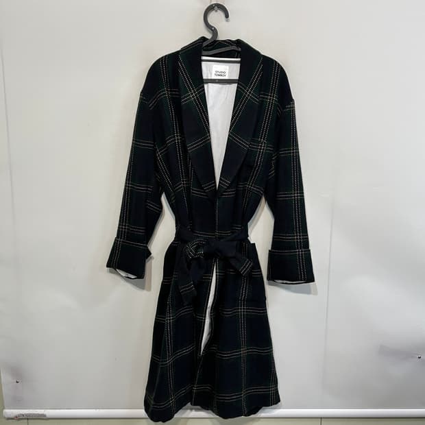 스튜디오 톰보이 체크 롱코트 F