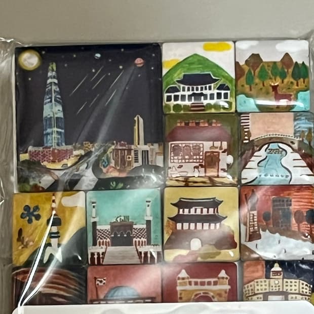 롯데타워 미니 타일 자석 세트