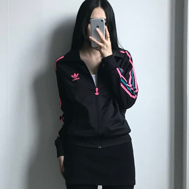 아디다스 파이어버드 핑크라인 블랙 트랙 져지