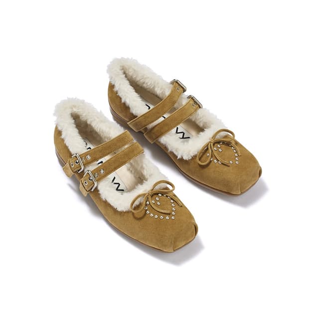 오픈와이와이 시어링 퍼 플랫 브라운