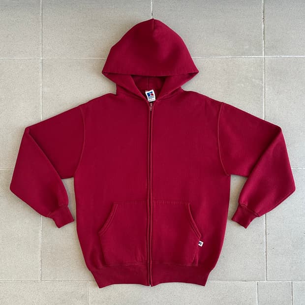 90s 빈티지 러셀 후드집업 레드 L USA