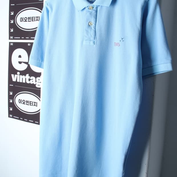 (XL-2XL) 비오비 반팔 카라 티셔츠 연블루 올드스쿨-H33236