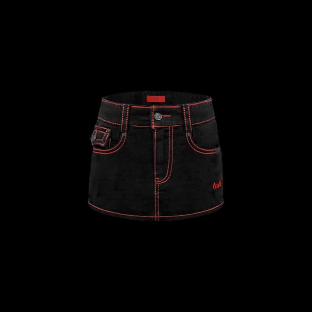 Toh Cherry stitch raw mini skirt