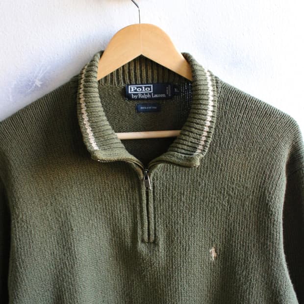 폴로 1/4 집 니트