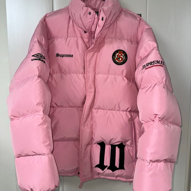 슈프림 엄브로 다운 패딩 자켓 핑크 L 새상품