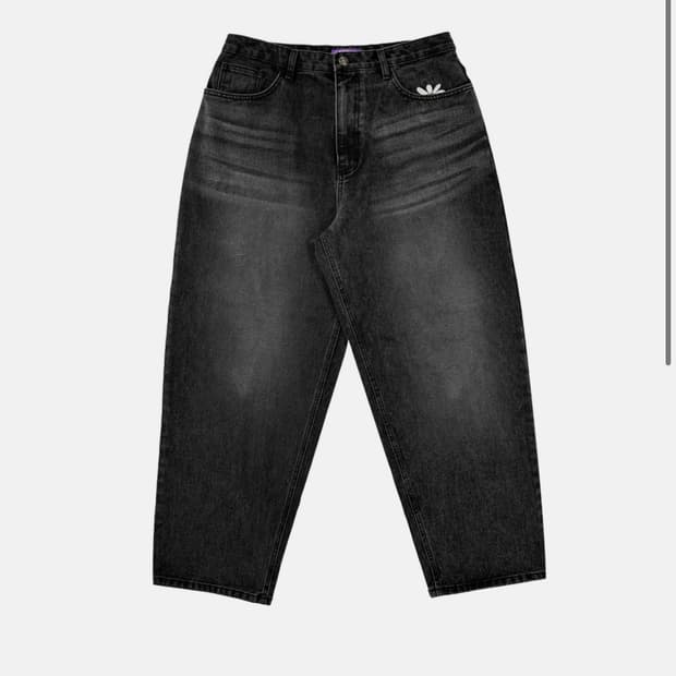 Smart Daisy Cat Brush Baggy Jeans (Black