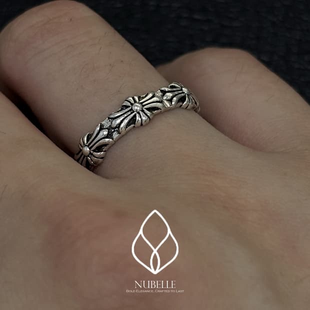 🌗 Chrome cross ring / 크롬 크로스 실버 오픈링 반지