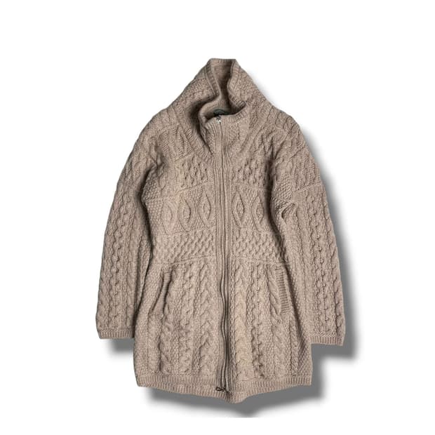 Aran crafts 울 100 하이넥 코트 (ireland)  