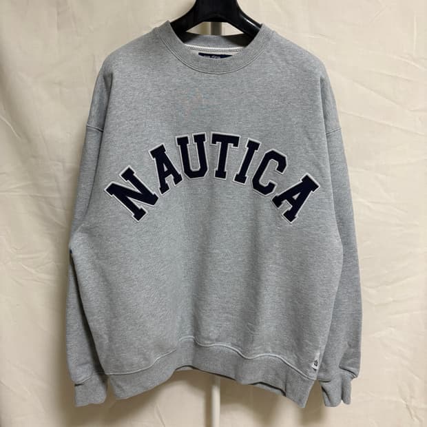 노티카 빈티지 컬렉션 아치로고 맨투맨 스웻셔츠 / 그레이, L