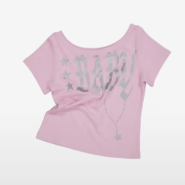 셋업이엑스이 BABY WIDE NECK TOP / PINK