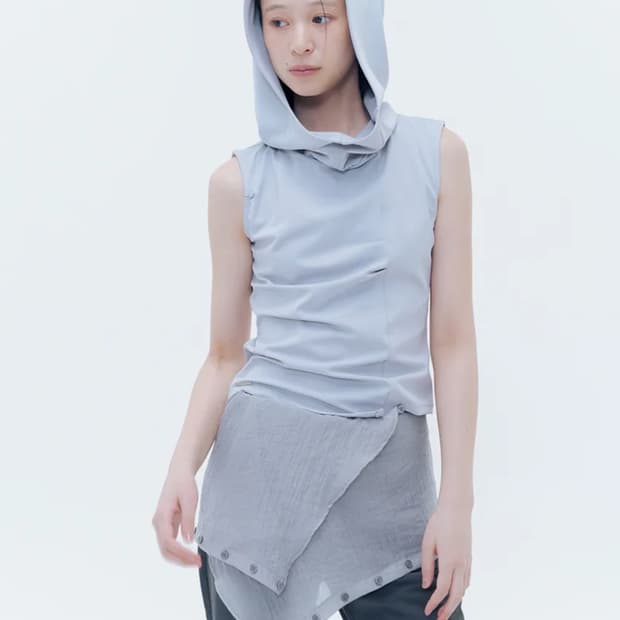 Cowl neck pintuck sleeveless GREY