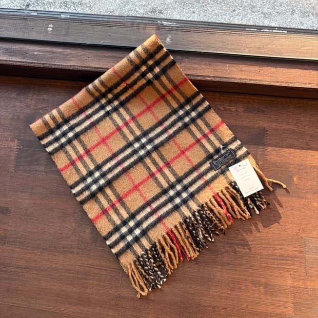 15377 - 버버리 베이지 노바 체크 캐시미어 머플러 (캐시미어 100