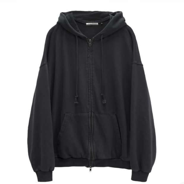 폴리테루 휴먼인덱스 휴먼 루즈드 집 후디 워시드 블랙