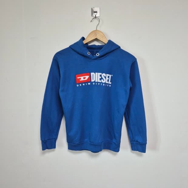 디젤Diesel 블루 메인로고 후드 티셔츠 Free - T226