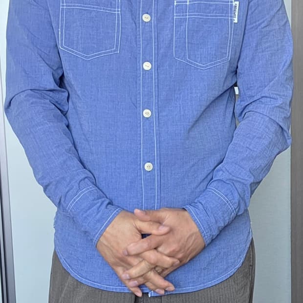 슈퍼드라이(SUPERDRY) 코튼 롱슬리브 샴브레이 셔츠 블루 (M