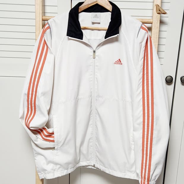 대장 아디다스 삼선 화이트x오렌지 바람막이 자켓