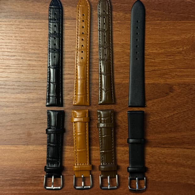 택포) 미사용 가죽 스트랩 시계줄 18mm 4종 일괄