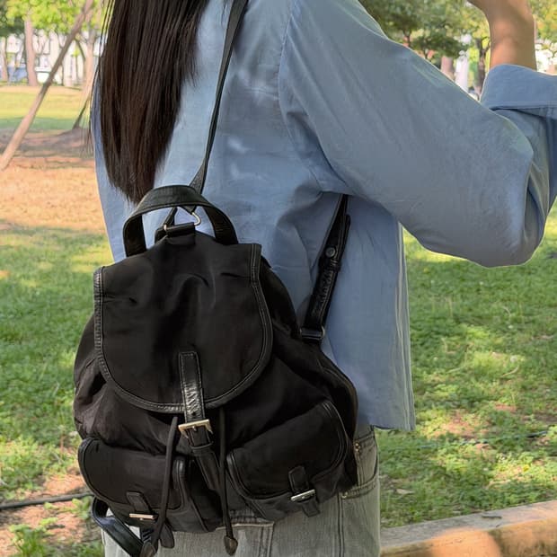 희귀 프라다 레더 나일론 백팩