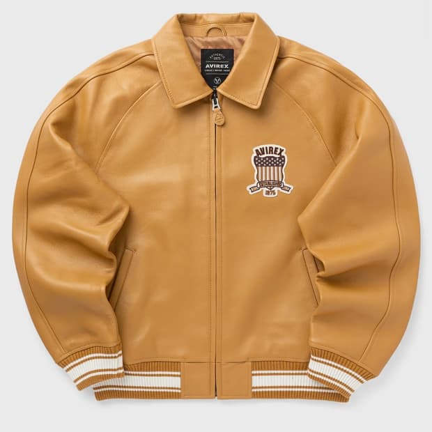 아비렉스 50주년 팀버랜드 콜라보 바시티 래더자켓