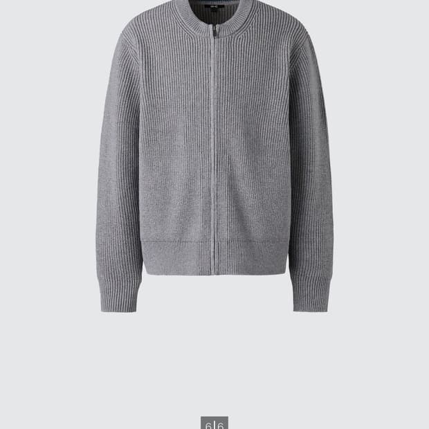 유니클로 C 크루넥풀집 가디건 그레이 XL