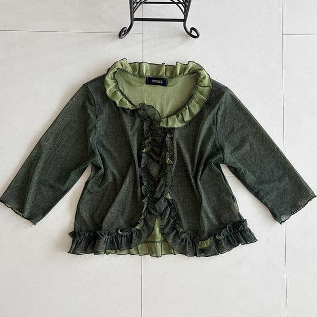 ruffle collar sheer top