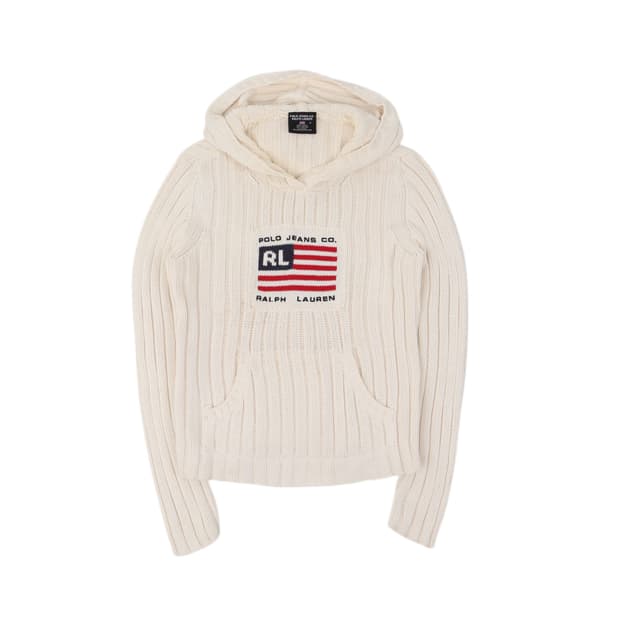 폴로진스 아이보리 성조기 후디 니트