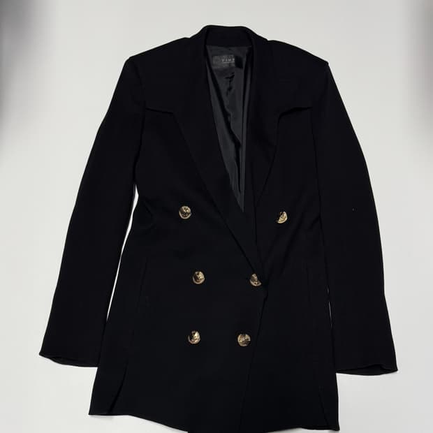 여성 한섬 타임 time 금장 더블 블레이저 자켓 55 블랙