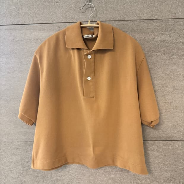 오라리 AURALEE 카라 반팔 티셔츠 베이지