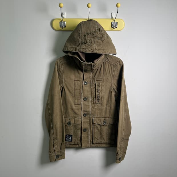 MCD 카키 밀리터리 후드 야상 자켓 S