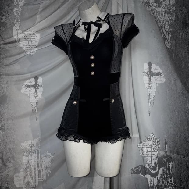 무채색 딱붙 고스고딕 데일리 로리 코디세트 