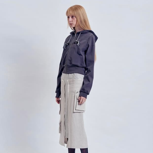 오들리워크샵 멀티포켓 레이어드 카고 롱 스커트