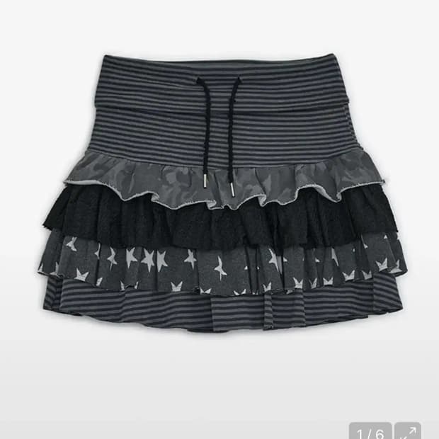 허그유어스킨 캉캉 레이어드 스커트 차콜