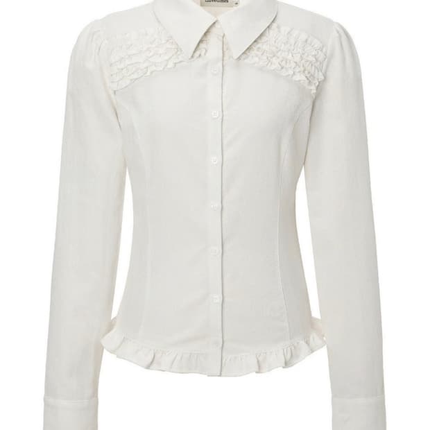 쓰리타임즈 빈티지 프릴 셔츠 s 화이트