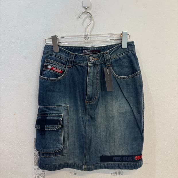 FUBU denim cargo mini skirt