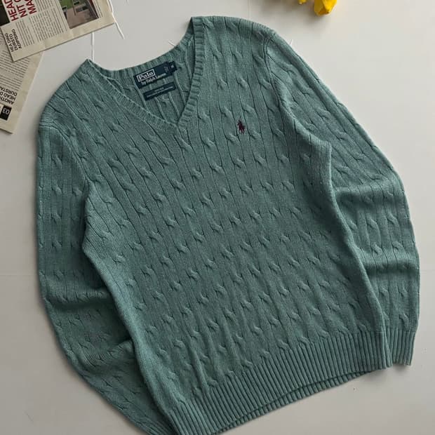 Polo 폴로랄프로렌 실크 V넥 케이블 니트