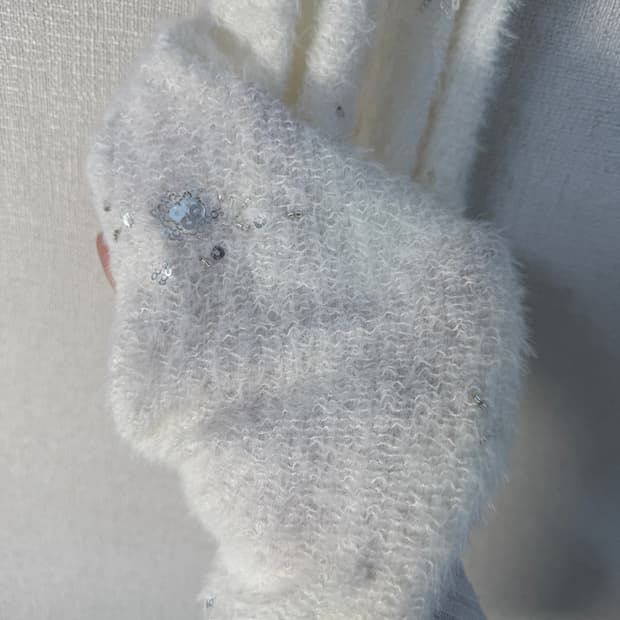 비즈 머플러 화이트