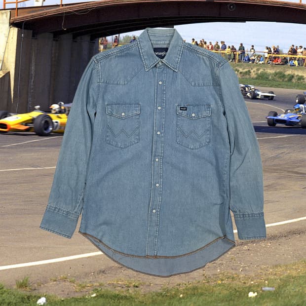 빈티지 랭글러 연청 데님 웨스턴 셔츠