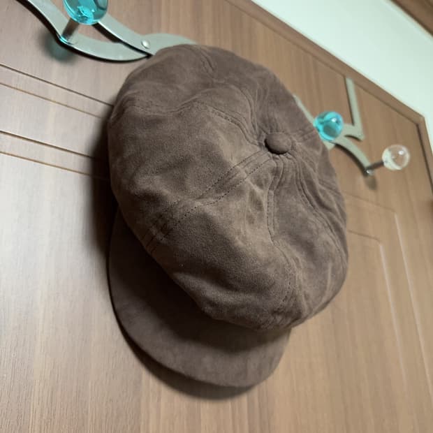 히피 모리걸 하구미 일본 빈티지 브라운 스웨이드 캡모자 빵모자
