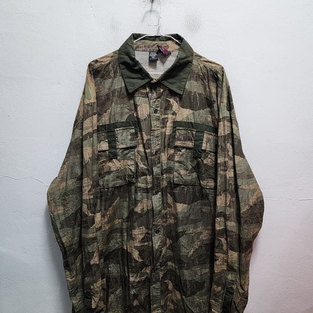 USA 빈티지 카모 패턴 남방 셔츠 XXL