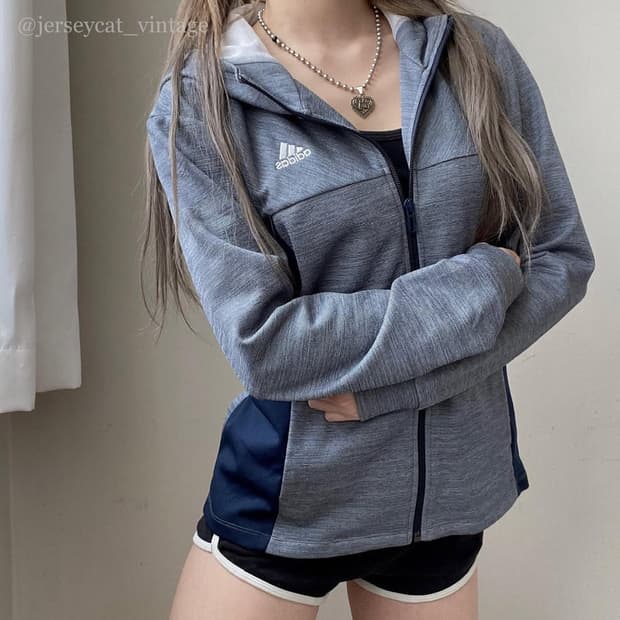 아디다스 네이비 후드 져지