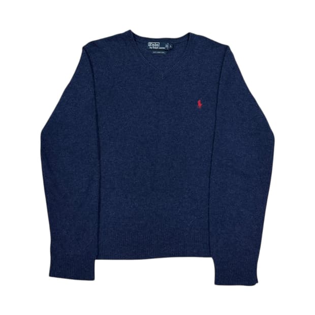 폴로 랄프로렌 램스울 네이비 브이넥 니트 L